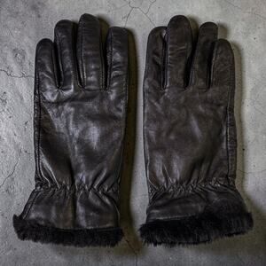 Gates Leather Gloves Womens Black Faux Fur Trim Fleece Lined Size M